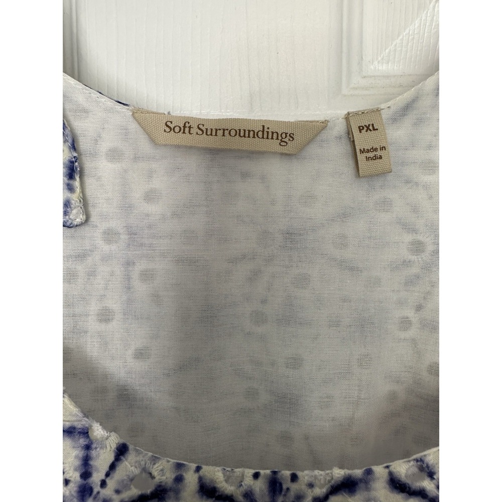 Soft Surroundings Kyoto Embroidered White Blue Eyelet‎ Tiered Maxi Dress Sz PXL - Picture 9 of 12